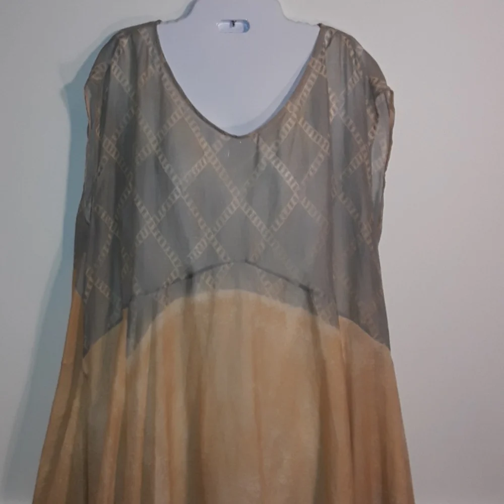Gary graham raime tan/grey sleeveless oversized dress 8 - Picture 3 of 7